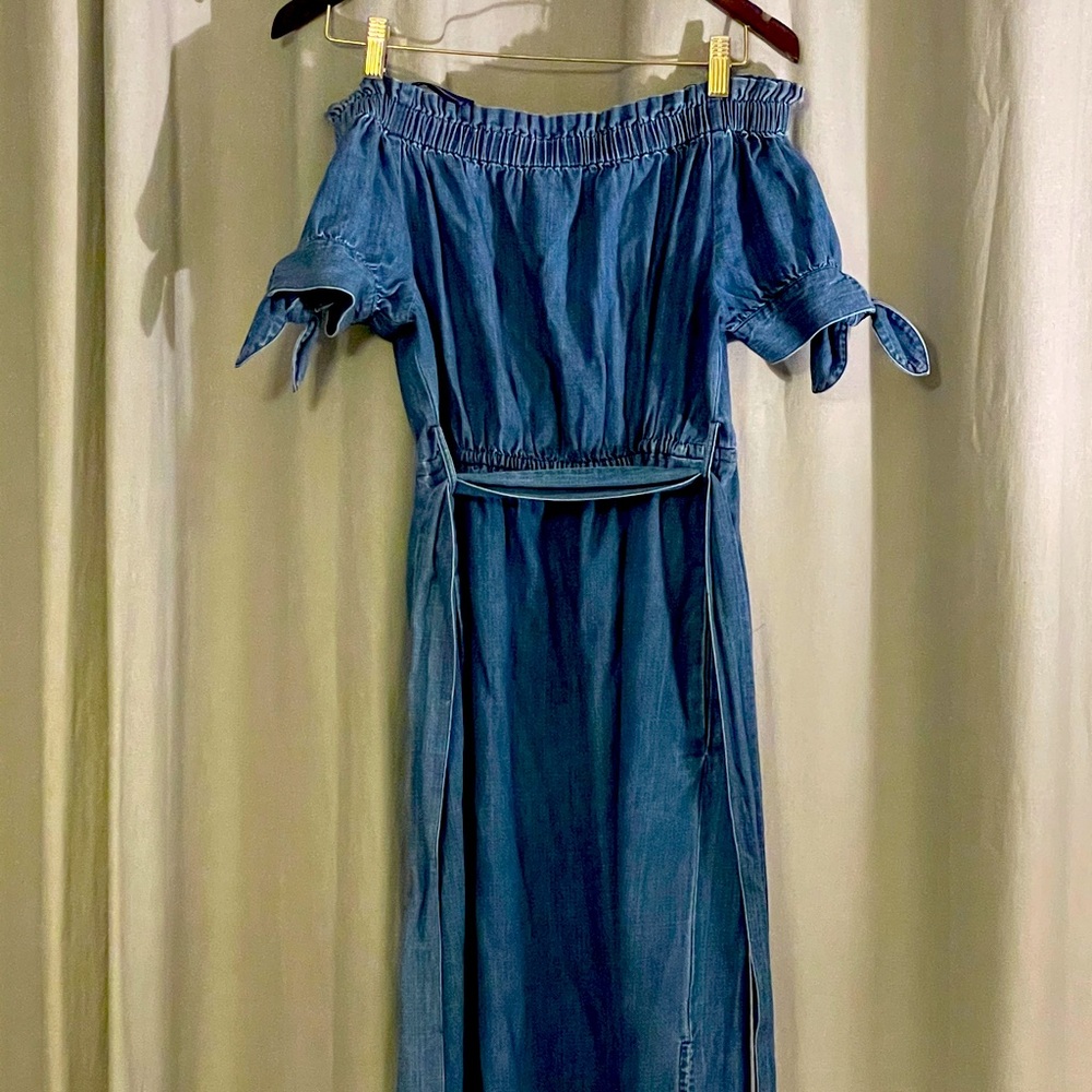 Crew off shoulder denim dress